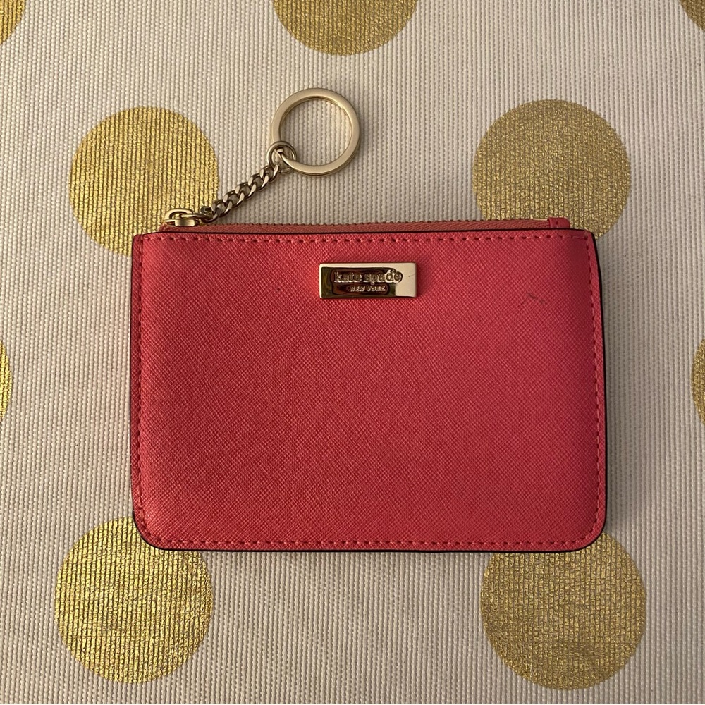 Kate Spade Pink Key Card Holder with Gold Accents